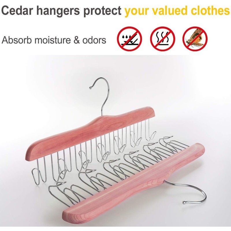 TOPIA HANGER American Red Cedar Wood Belt Hanger, Belt Organizer