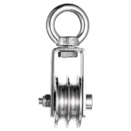 KCNOFNC Double Pulley with 2 Ball Bearings, 304 Stainless Steel Fitness Pulley, 40 mm Pulley for 8 mm Ropes, Steel Cable, Load Capacity 250 kg, Pack of 1