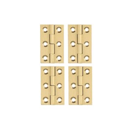 YOFASEN Copper Small Hinges Door Hinges - Brass Folding Butt Hinges Furniture Cabinet Butt Hinges with Hinge Fixing Screws, Gold, 1.5 Inch(38x23x1.2mm) - 4pcs
