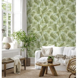 Tommy Bahama - Peel and Stick Designer Wallpaper, Premium Tropical Wallpaper for Bedroom, Powder Room, Kitchen, Self Adhesive, Vinyl, 30.75 Sq Ft Coverage (Escape Route Collection, Seamist)