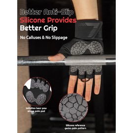 Workout Gloves Men, Extra Wrist wrap Support Fingerless Full Palm Padded Cushion Protection,Breathable Gym Weight Lifting Exercise, Training, Fitness, Hanging, Climbing, Women Pull Ups - PAISLEY