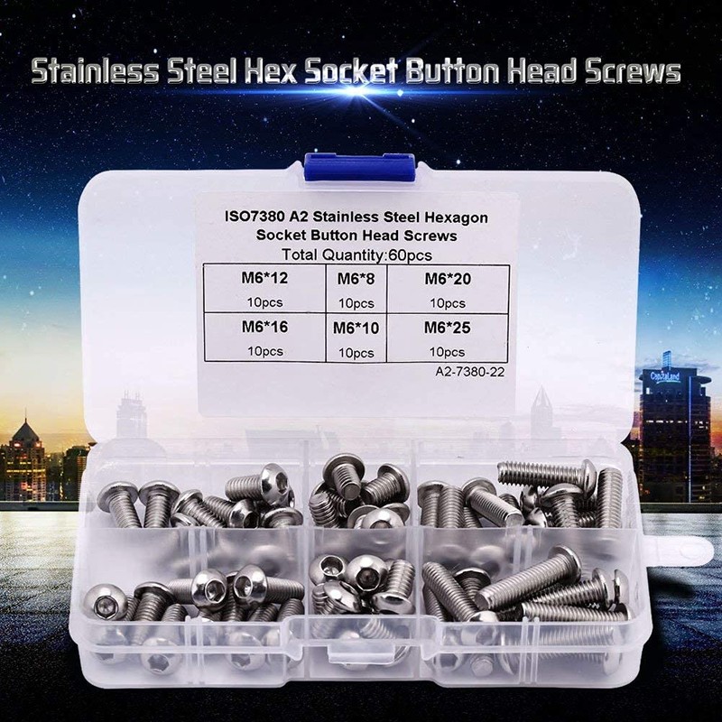 Hex Socket Bolts, Screws, Round Head Bolts, Stainless Steel, 60