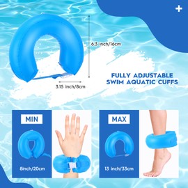 RoundFunny 2 Pcs Water Ankle Weights for Pool Exercise Inflatable Aquatic Cuffs Exercise Equipment Water Aerobics Float Ring with Adjustable Belt for Swim Water Arm Belts(Blue,Normal Style)