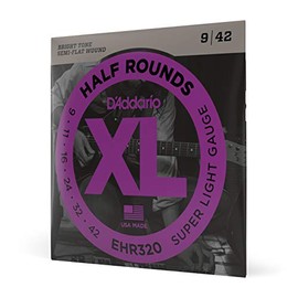 D'Addario EHR320 Half Round Electric Guitar Strings, Super Light, 9-42