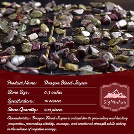 SigMntun Polished Dragon Blood Jasper Crystal Chips 200 Pcs - 10 oz Tumbled Stone Chips Crushed Sea Glass Stones Healing Reiki Crystal Making Home Decoration