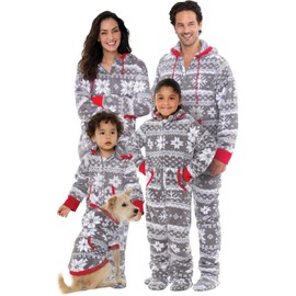 PajamaGram Family Pajamas Matching Sets - Christmas Onesie, Gray, Pets, XS