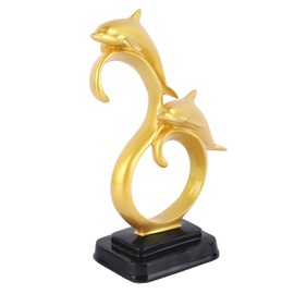 Dolphin Figurine Gold Color Elegant Simple Durable Resin Widely Used Dolphin Decor for Family Office Cabinet