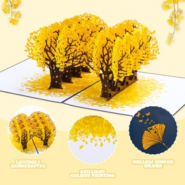Ghope Pop-Up Birthday Greeting Card Ginkgo Forest 3D Card Birthday Gifts for Friends and Family Birthday Card Greeting Card