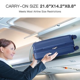 Kono Small 20 Inch Expandable Carry On Luggage with Quiet Spinner Wheels & TSA Lock, Scratch and Drop Resistant PC+ABS Hardside 22x14x9 Airline Approved Suitcase, Navy Blue