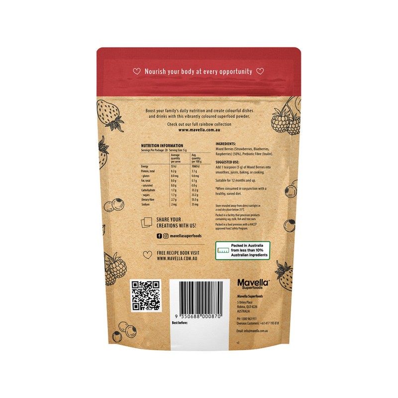 Mavella Superfoods Mixed Berries Powder 100g