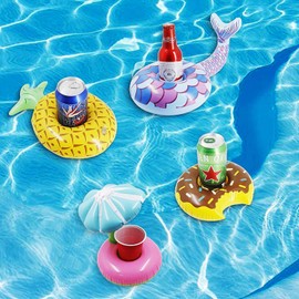 GLURIZ Posavasos Inflable, 17 Pcs Portavasos Inflable para Piscina, Soporte Inflable para Bebidas, Posavasos Hinchable de Fruta de Piscina, portavasos Flotante Piscina de Verano