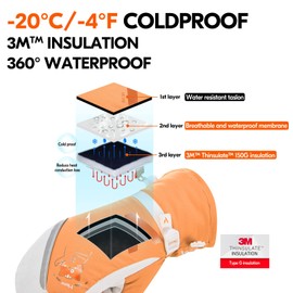 Vgo... 1Pair -20℃/-4°F or Above Age 9-10 Warm Ski Gloves for Girls, Mitten Design,Goat Leather Winter Snow Gloves,Outdoor Waterproof Gloves(Szie XS,Orange,GA2475FLWP)