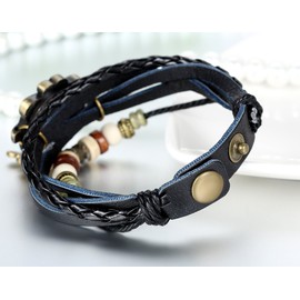 JewelryWe 5PSC New Women Wristwatch Butterfly Quartz Vintage Weave Wrap Leather Strap Lady Bracelet Watch