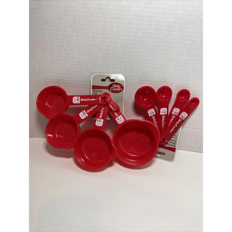 Betty Crocker 8pcs combination set of measuring cups And spoons-Red-New