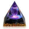 Hopeseed Orgone Pyramid for Positive Energy, Orgonite Amethyst&Obsidian Healing Crystal