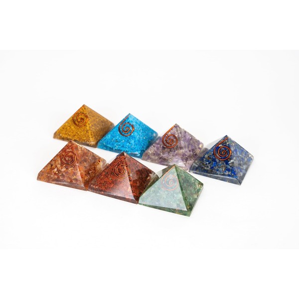 Chakra Orgone Pyramid Set - Enhance Spiritual Healing and Energy
