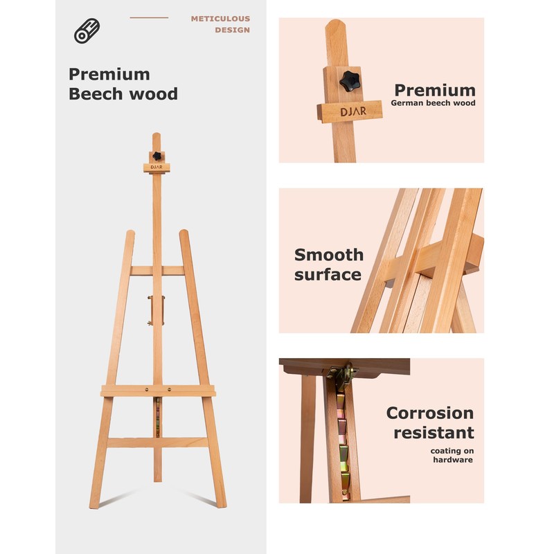 DJAR A Frame Wooden Art Easel for Painting, 57’’-76’’ Adjustable