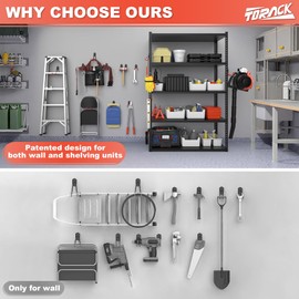 TORACK 15 PCS Garage Storage System Hooks, Shelving Hooks for Keyhole Shelving Units Wall Mount Utility Hooks for Tools, Ladders, Cords, Folding Chairs, Shovels and Rakes(Orange)