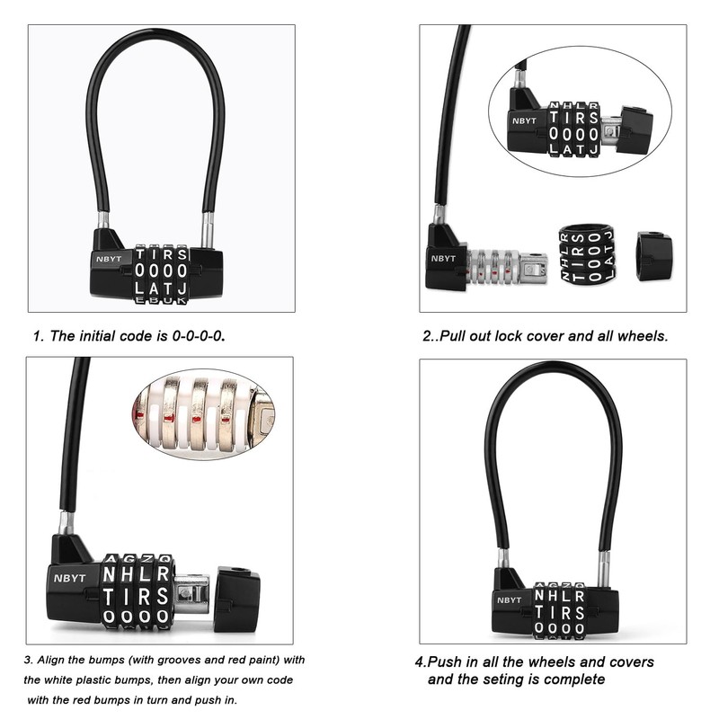 NBYT 4-Word Resettable Combination Lock, Letter Lock- Home Security Padlock