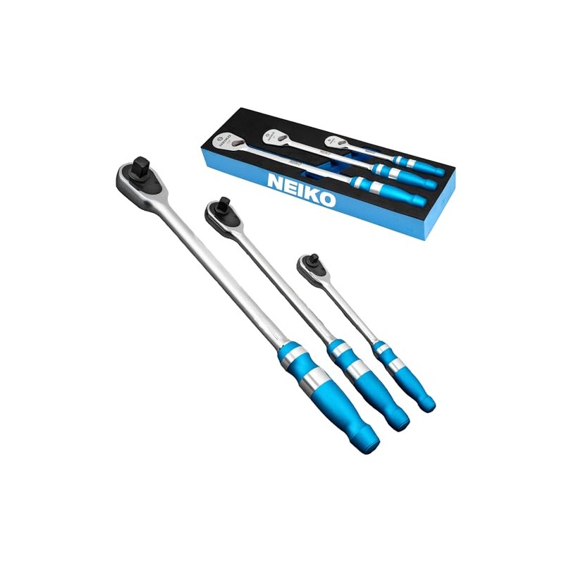 NEIKO 03006A Flat Head Ratchet Set - 3 Piece Low