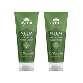 Ayumi Neem & Tea Tree Face Cream, Balanced Blend of Moisturisers & Moringa Oil to Maintain Hydration For Oil-Prone Skin, With Witch Hazel & a Hint of Nettle - 2 x 100ml