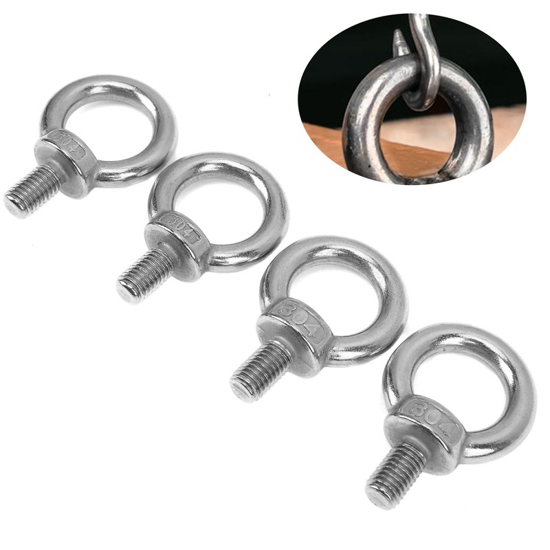 4Pcs Stainless Steel Lifting Ring Eye Bolt Heavy Duty Machinery