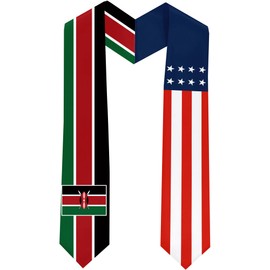 Endargros Kenya Flag International Students Graduation Sash Stole Scarves 180 X 13 CM/70 X 5 INCHES Double Sided Graduation Decoration Item