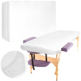Mixweer 30 Pcs Fitted Massage Table Sheets Soft Non Woven Spa Bed Cover Disposable Bed Sheets Breathable Massage Table Protective Cover 39" x 87" for Beauty Salon Facial Body Skincare (White)