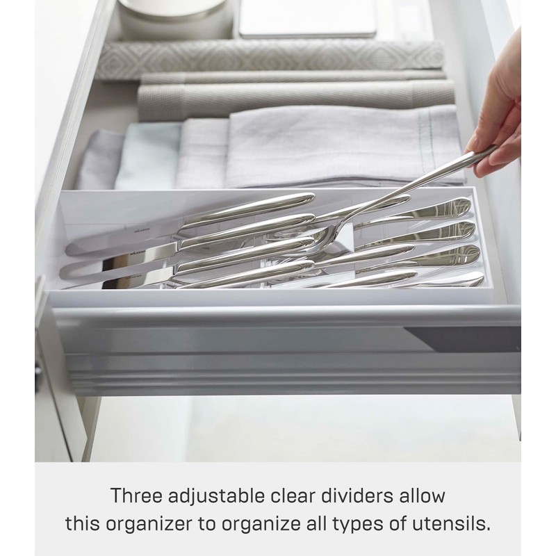 Yamazaki 5413 3D Oblique Cutlery Case, White, Approx. W13.8 x