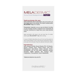 Meladermic Night, Crema Facial despigmentante de noche, Ayuda a aclarar y unificar el tono de piel I Disminuye la apariencia de paño, manchas y pecas, 25 g.