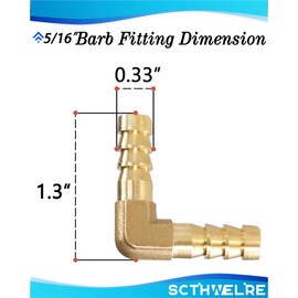 SCTIHWELIRE Brass Hose Barb,90-deg L Right Angle Elbow Hose Barb Fitting 5/16" Barb Splicer Mender with Stainless Steel Pipe Clamps，Air hose repair kit for Pipe line Fuel Air Oil (5/16 3Pcs)