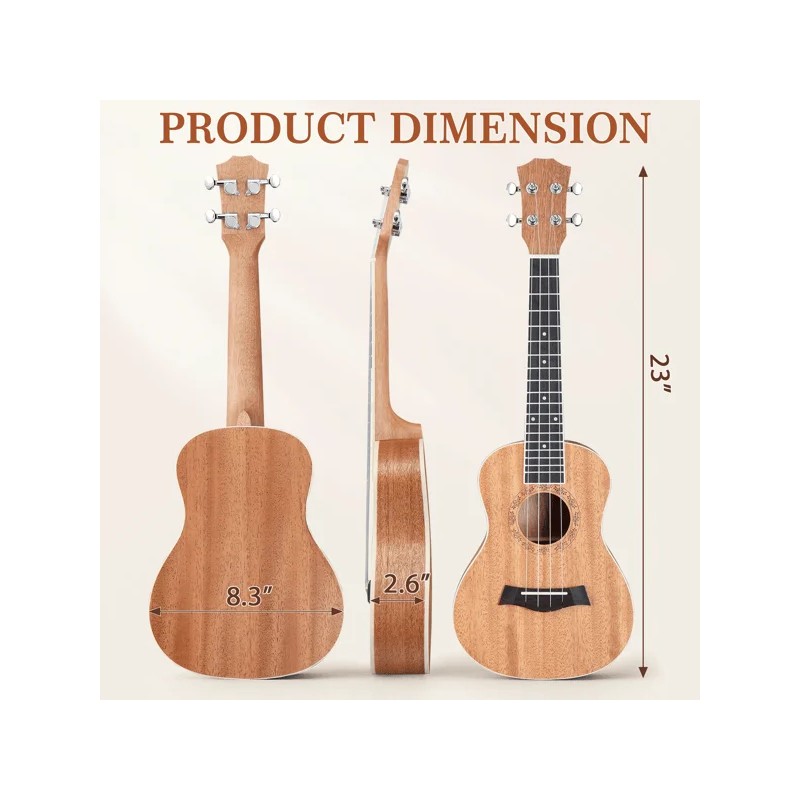 23-Inch Mahogany Body Ukulele Rosewood Fingerboard Includes Cotton Bag Picks