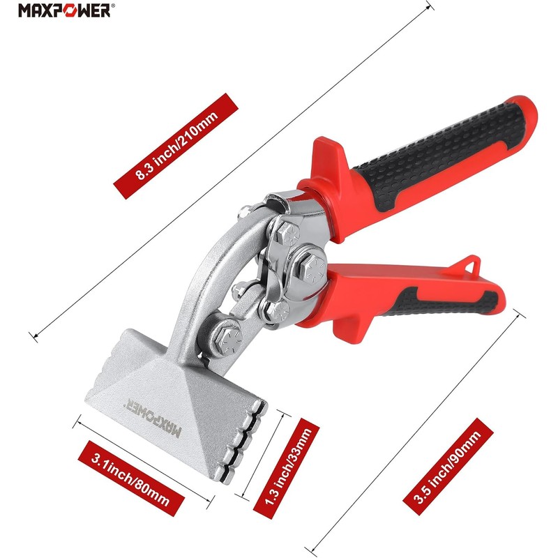 MAXPOWER Sheet Metal Hand Seamer, 5-Blade Pipe Crimper & 3"