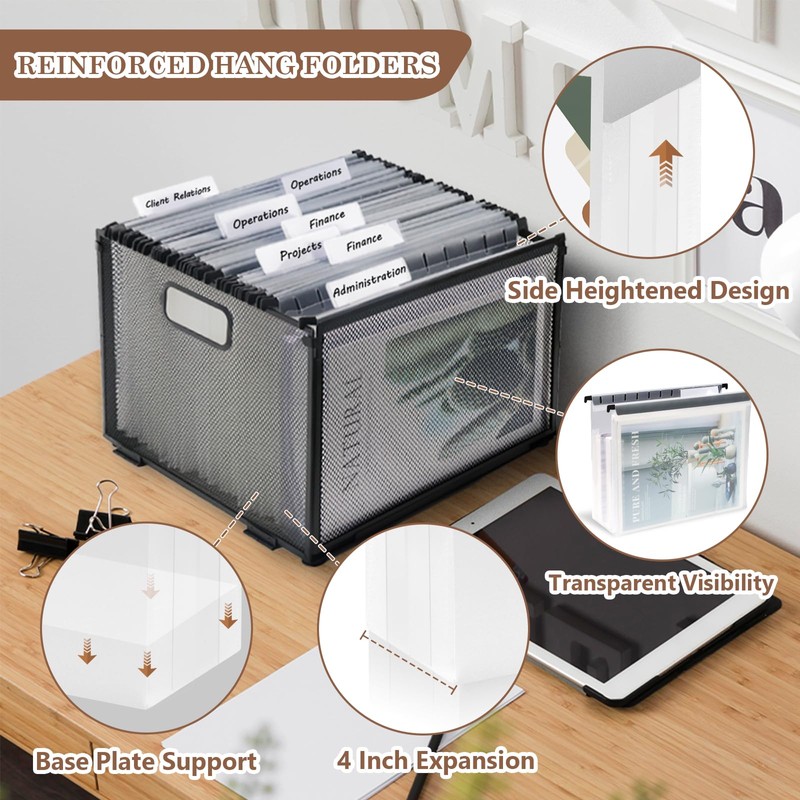 10 Pack Extra Capacity Hanging File Folders Letter Size Plastic
