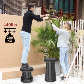 ALEVMOOM Portable Telescoping Stool Collapsible Stool with Cushion & Bag, Retractable Folding Stool for Adults Foldable Seat Sturdy Capacity 440 lbs for Camping Fishing Hiking BBQ