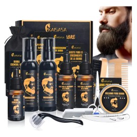 Kaisasa Kit Barba aceite para barba,cuidado de barba,shampoo para barba,kit para barba,plumon para barba,regalos hombres,regalos para caballeros 13pcs