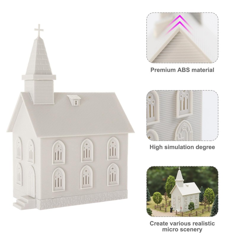 HO Scale Model Blank Church Kit Unassembled House for Model