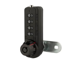 4 Dial Combination Cam Lock w/MK Override Key, 1-1/8" Black