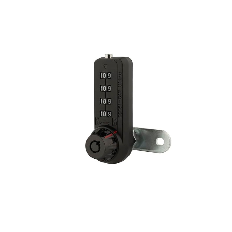 4 Dial Combination Cam Lock w/MK Override Key, 1-1/8" Black