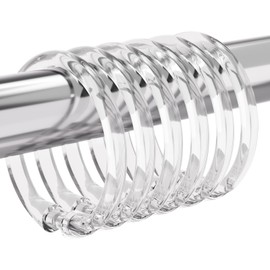 Amazer Plastic Shower Curtain Rings, 24 Pcs Shower Curtain Hooks, O Shape Clear Shower Curtain Hooks Rings, Easy to Snap Closure, Shower Hooks for Shower Curtain and Liner Bathroom