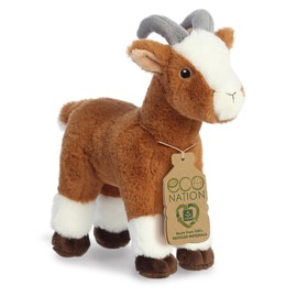 Aurora® Eco-Friendly Eco Nation™ Goat Stuffed Animal - Environmental Consciousness - Recycled Materials - Brown 10.5 Inches