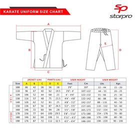 Starpro Karate Gi | Lightweight Cotton Blend | White | Professional Uniform for Training and Competition | Men Women & Kids | 110-190 cm| Free White Belt Included