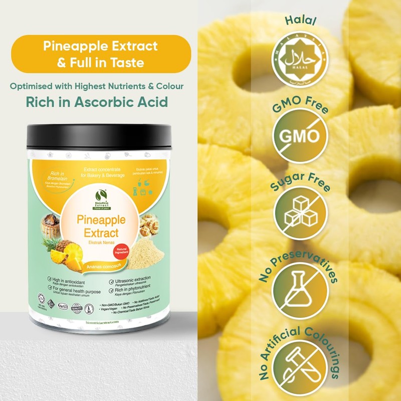 Pineapple Extract Powder 20:1, Rich in Bromelain for Digestion, Immune