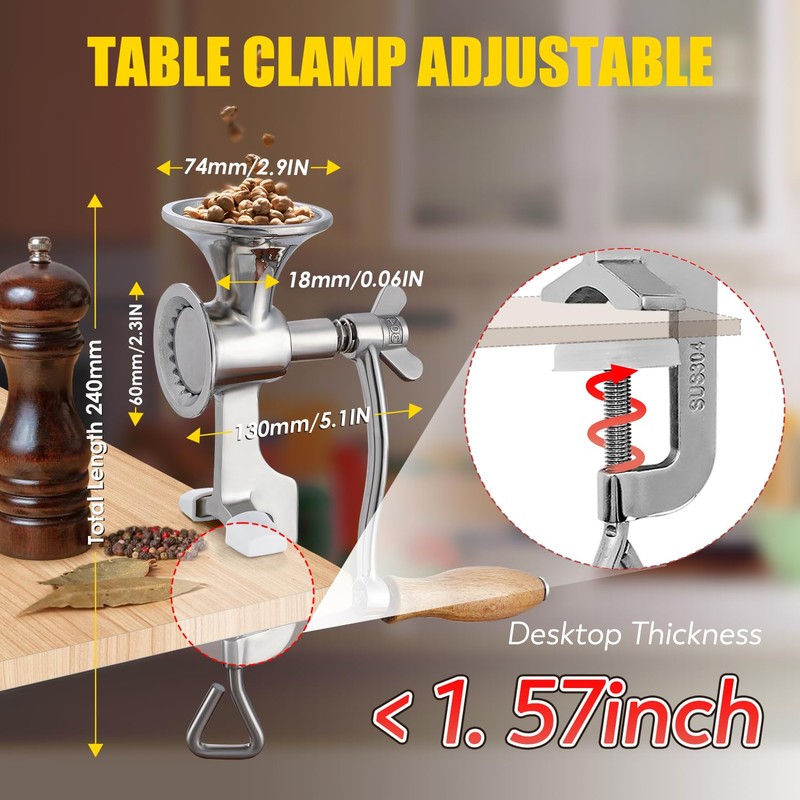 CGOLDENWALL Manual Grain Mill Stainless Steel Grinder Hand-operated Coffee Grinder