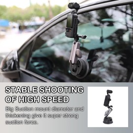 PellKing Osmo Pocket 3 Suction Cup + Pocket 3 Protective Cage Frame Fill Light and Microphone Expandable, Car Outside Inside Windshield Window Dashboard Attachment for Osmo Pocket 3,Hero 13 12 11
