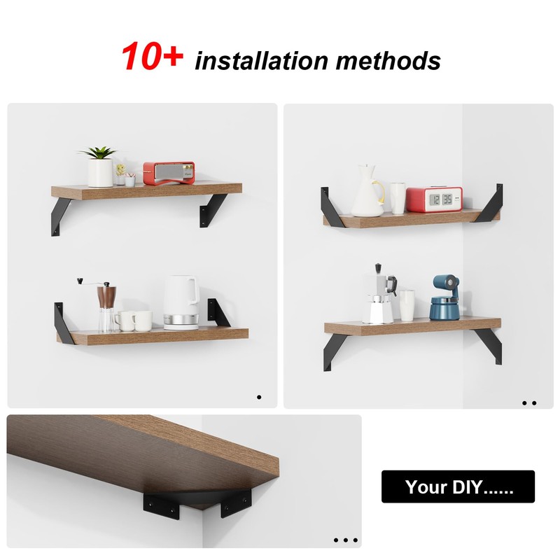 Black Metal Heavy Duty 90 Degree Wall Mounted Shelf Brackets