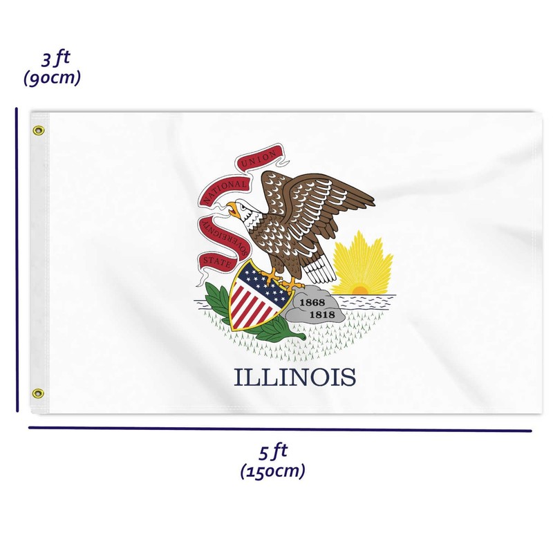 3×5 FT Illinois Flag, Large 100D USA State Outdoor Banner,Doube
