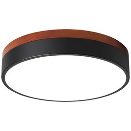 ZUYURT LED Ceiling Light Dimmable, Black and Wood Flush Mount Ceiling Light Fixture 5CCT in One, Minimalist Round Ceiling Lamp Modern Lighting for Kitchen, Bedroom, Hallway, Laundry Room, 11.8 Inch