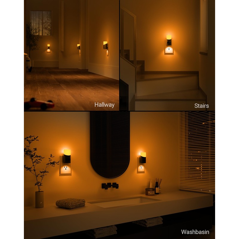 Lyridz Amber Night Light with Motion Sensor, 1-150LM Dimmable Plug-in