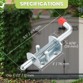 AMGSH Metal Lock Barrel Bolt Spring Loaded Locking Latch 165MM(6.5Inch), Ideal for Gates, Doors, Trailers, and Other Items Requiring Secure Closure. (6.5in, 4, Pack)